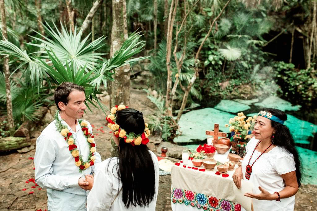 Traditionele Maya-huwelijksverbintenisceremonie