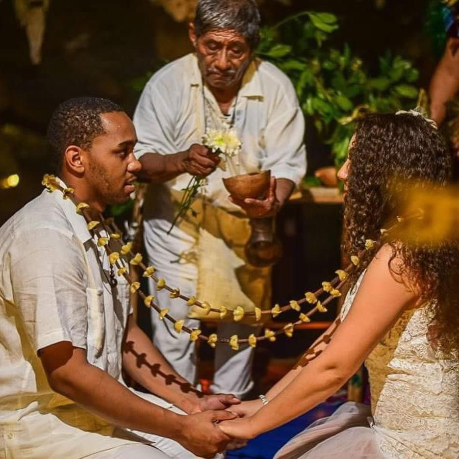 Traditionele Maya-huwelijksverbintenisceremonie