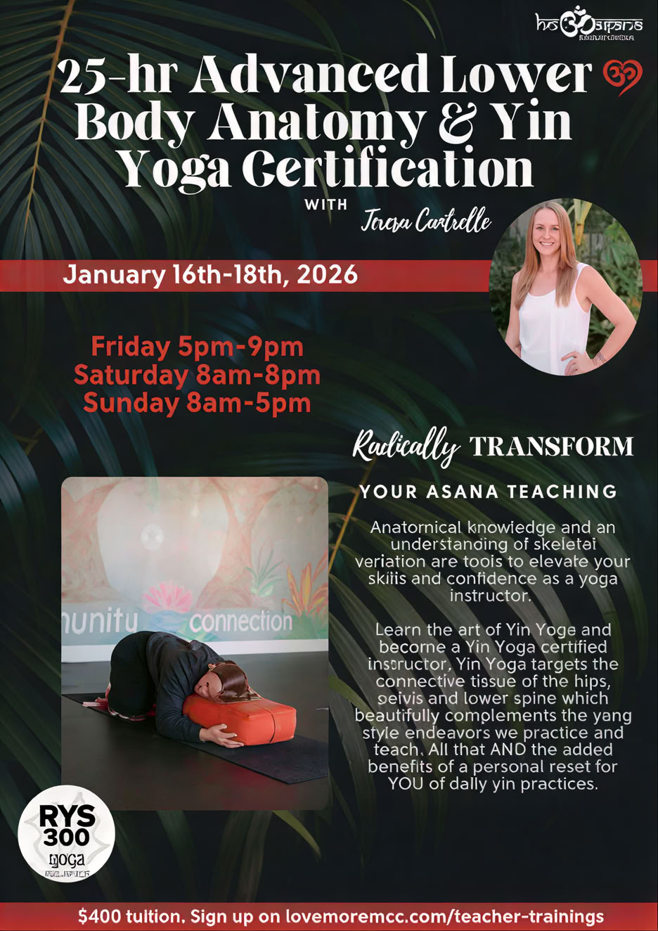 25 Uur | Gevorderde anatomie van het onderlichaam en Yin-yoga certificering in COS