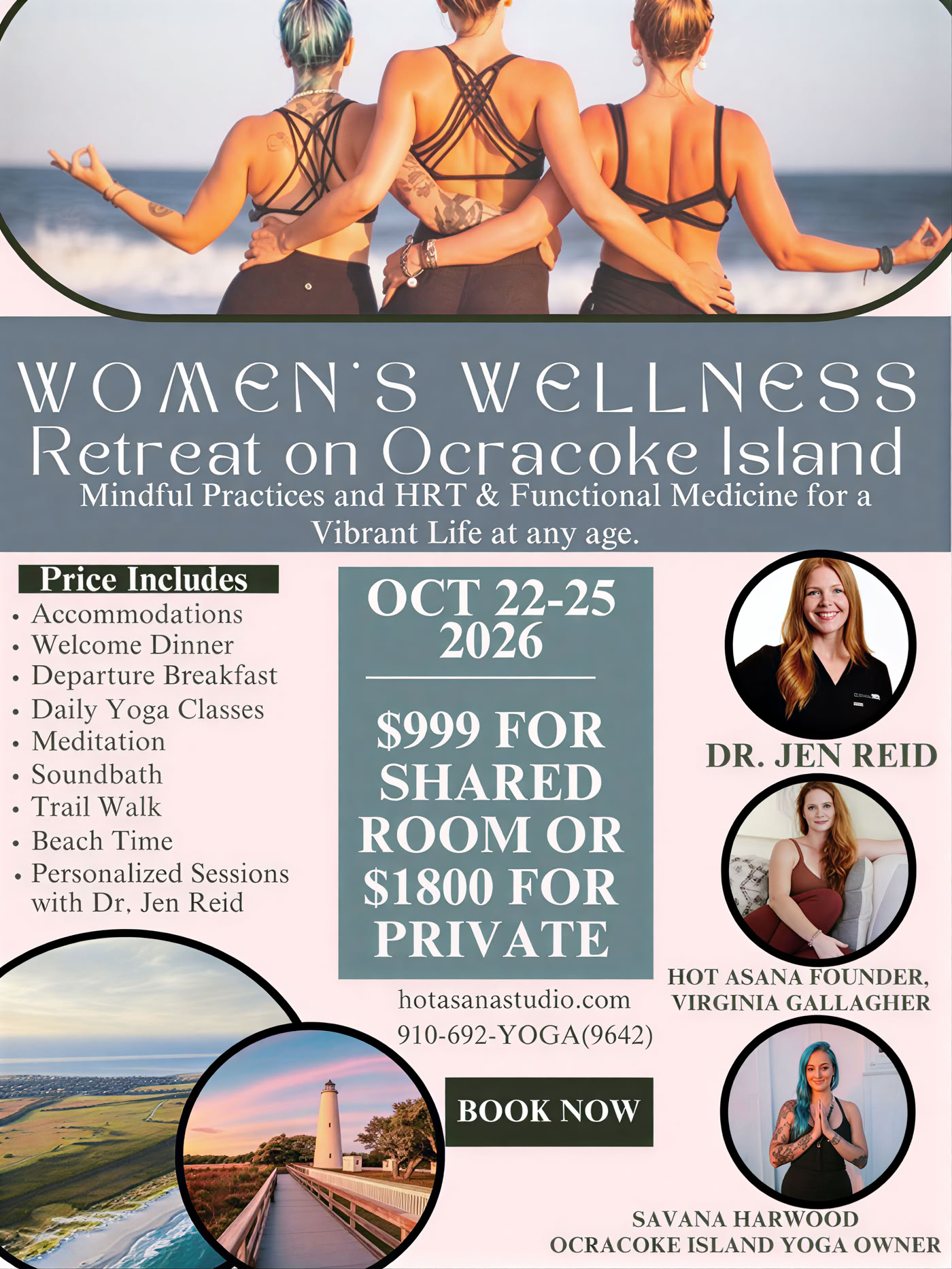 Vrouwenretreat op Ocracoke Island met Dr. Jen Reid, Virginia Gallagher & Savana Harwood