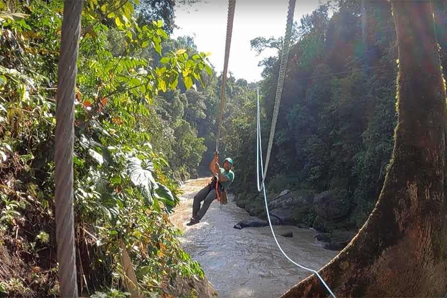 Ziplinen over de Pacuare-rivier