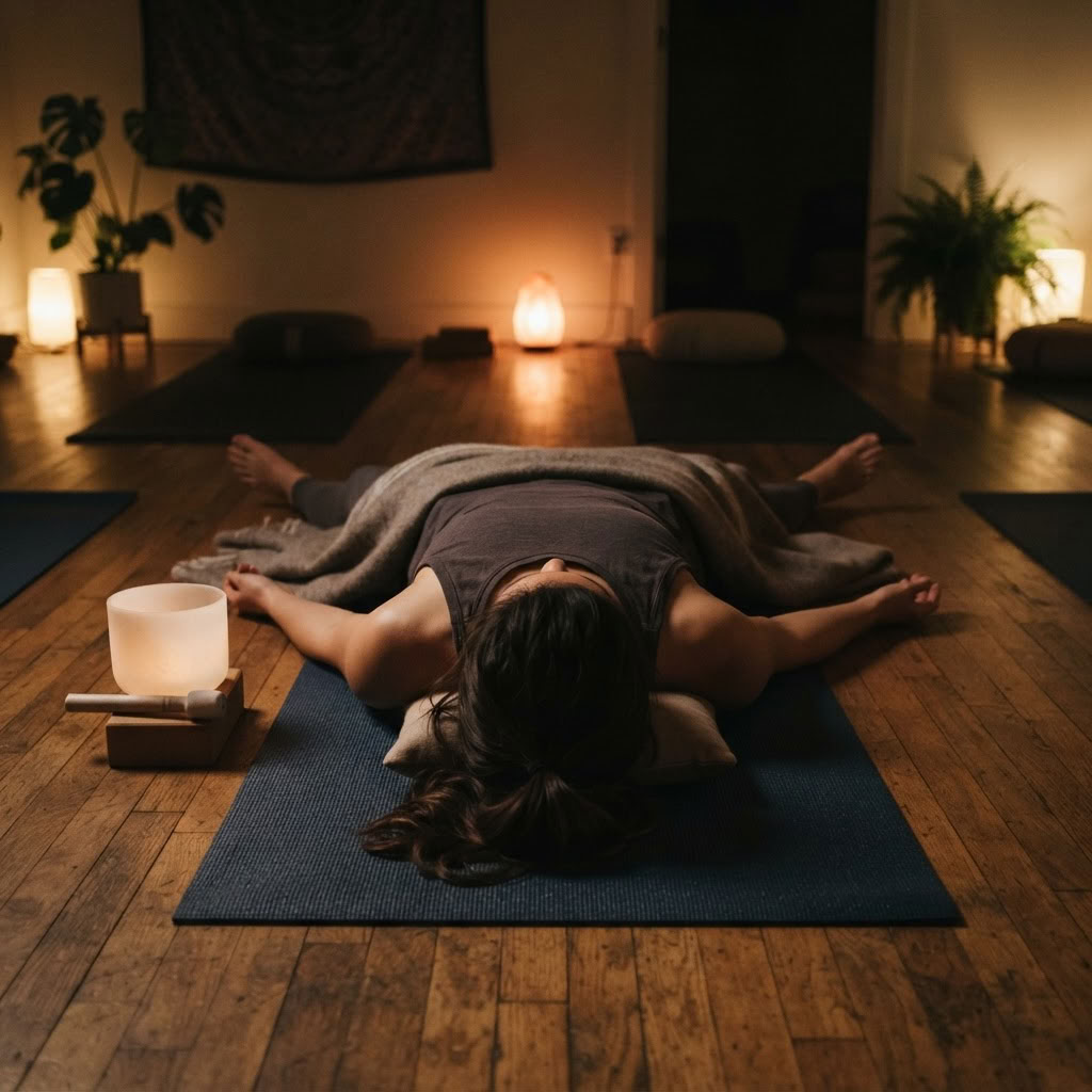 Avond Kriya-set en Klank-Savasana
