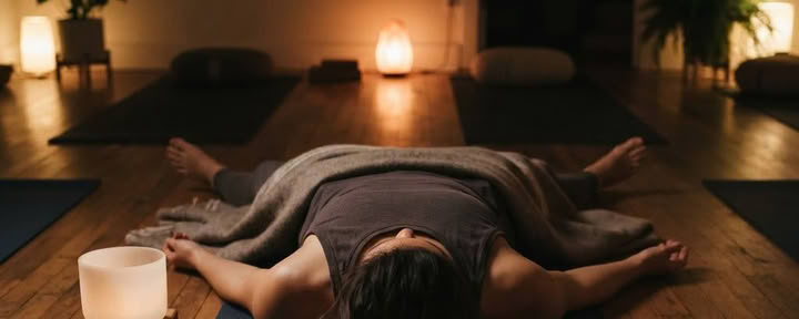Avond Kriya-set en Klank-Savasana