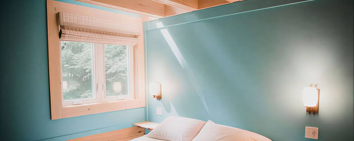 Houten blokhut slaapkamer